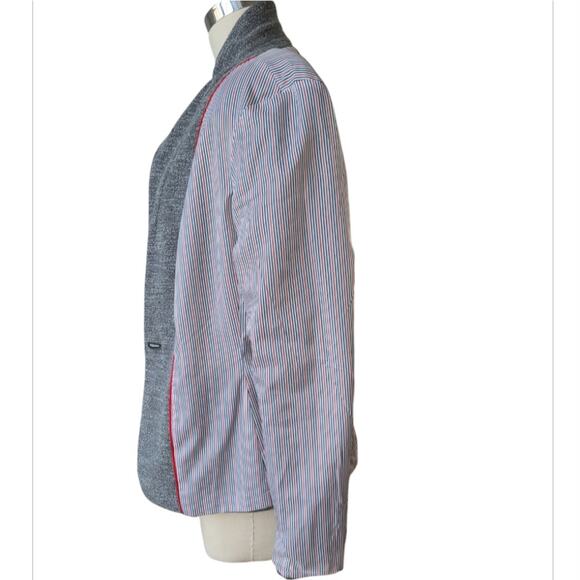 Tommy Hilfiger Gray Knit Blazer 6 Tailored Lined Elbow Patch Preppy Work Jacket - Picture 11 of 16